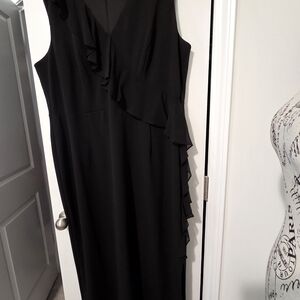 connected apparel Black Ruffle-Trim Maxi Dress